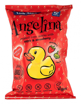 Angelina chips de maïs pomme  fraise  30 g bio Little Angel