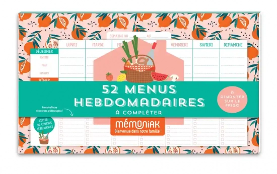 52 menus hebdomadaires à compléter et à aimanter sur le frigo - Edition 2025 Mémoniak