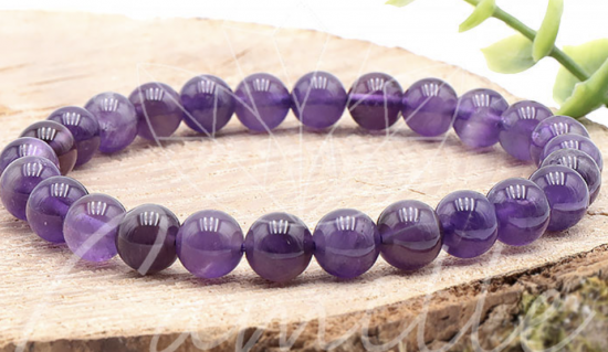 Bracelet boule 08mm amethyste bresil A Taille L