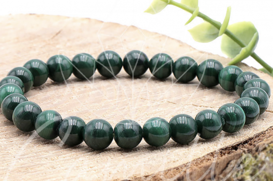 Bracelet boule 08mm Malachite foncee AA Taille L