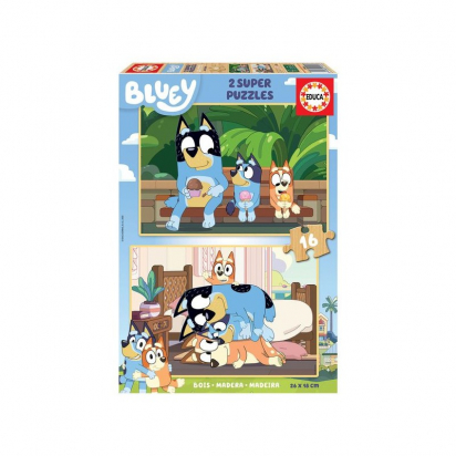 2 puzzles en bois 16 pièces Bluey Educa