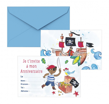 C&L Carton invitation - lot de 8 - pirates