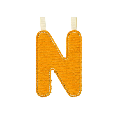 Lettre N jaune phosphorescente en tissu recyclé – décoration de chambre Lilliputiens