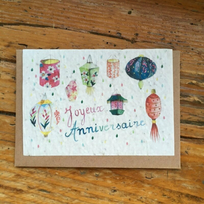 Carte à planter anniversaire - Lanternes - Les cartes de Lulu