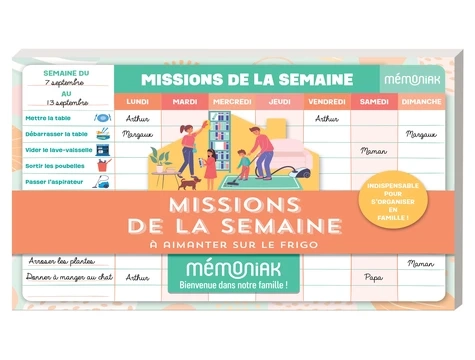 Missions de la semaine Mémoniak - Bloc aimanté 52 semaines - Editions 365