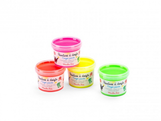 4 pots de peinture à doigts fluo Les Schmouks Moulin Roty