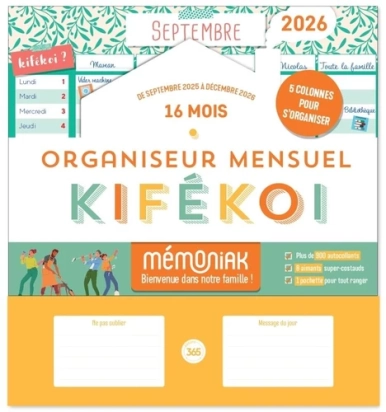 Memoniak Organiseur mensuel Kifékoi. De septembre 2025 à décembre 2026 Edition 2026