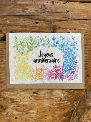 Carte à planter anniversaire - Arc-en-ciel - Les cartes de Lulu