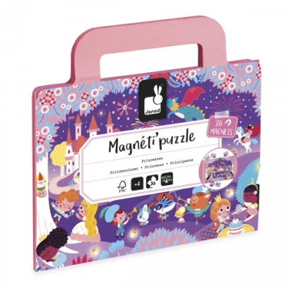 Magnéti’Puzzle Princesses 36 pièces – Puzzle magnétique nomade dès 4 ans – Janod