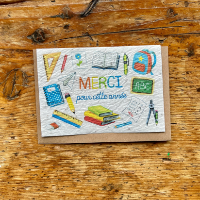 Carte à planter fin d'année scolaire - Merci pour cette année ABC - Les cartes de Lulu