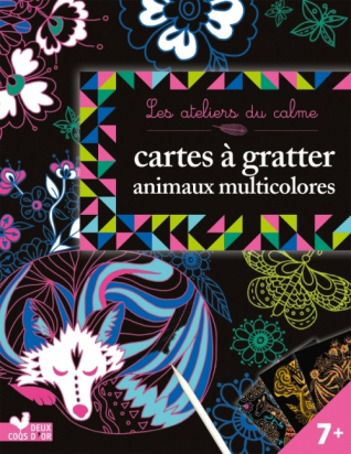 Cartes à gratter Animaux multicolores Deux coqs d'or