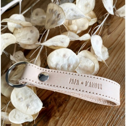 Porte-Clefs en cuir 'Papa d'Amour' Marcel et Lily