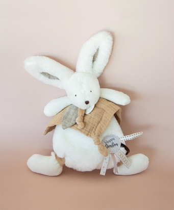 Doudou plat Lapin beige Happy Wild 25 cm Doudou et compagnie