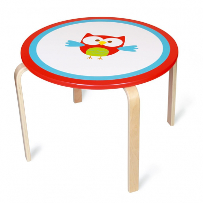 Table en bois - Hibou Lou rond - Scratch