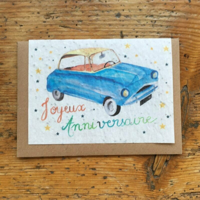 Carte à planter anniversaire - Voiture - Les cartes de Lulu