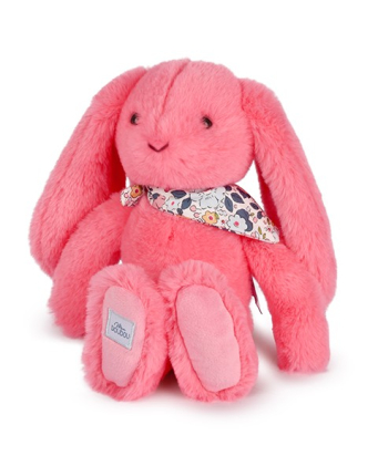 Peluche – Lapin fleurette corail 25cm Doudou et Compagnie