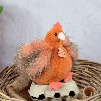 Peluche poule "Poulette" - Orange roux - 20 cm Histoire d'Ours