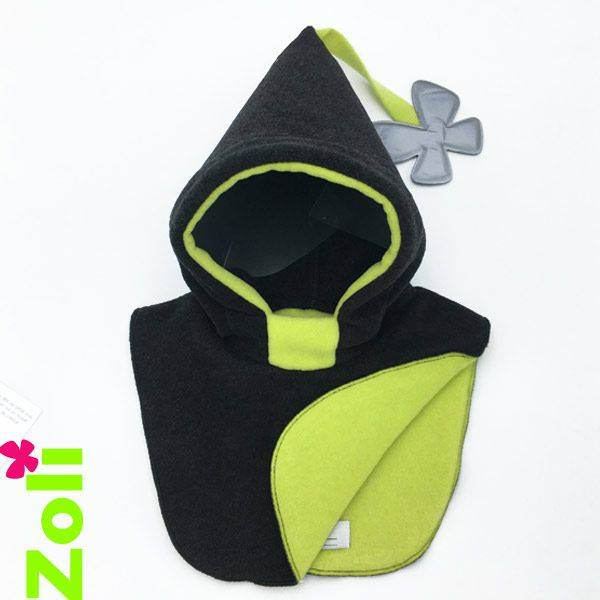 Capuchon Cagoule Polaire Bebe Anthracite Vert Zoli Ecoterre