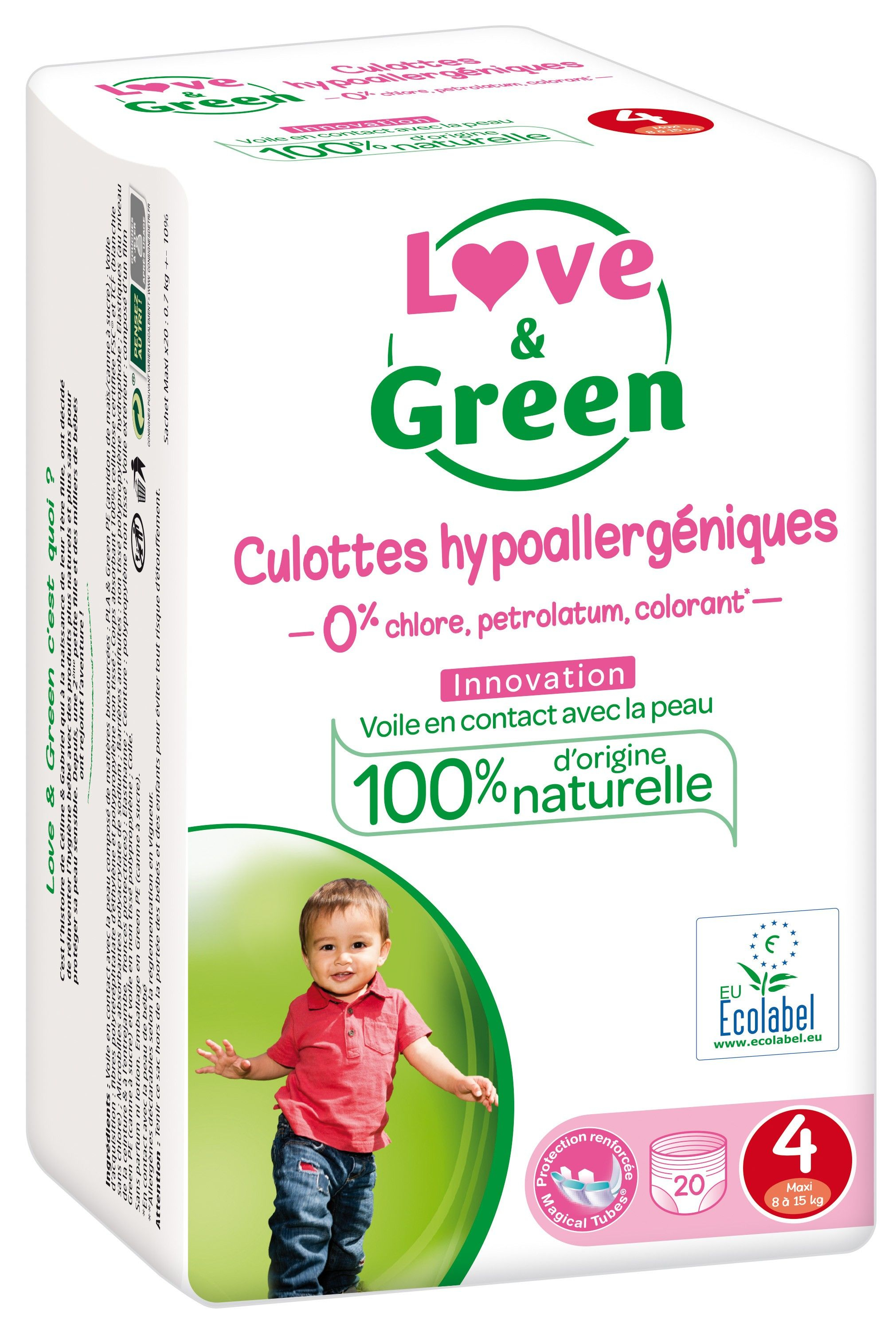Couches jetables love and green - taille 4 - 7 à 14 kg