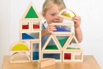 Cubes sensoriels en bois rainbow - 16 pièces - TicKit