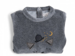 Pyjama 6m velours gris chiné tête chat Les Moustaches Moulin Roty