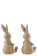 J-Line Lot de 2 lapins décoratifs assis en polyrésine – décoration intérieure