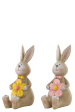 J-Line Lot de 2 lapins décoratifs assis en polyrésine – décoration intérieure