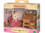 La fille Lapin Chocolat et bureau Sylvanian