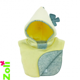 Capuchon cagoule polaire bébé Citron / Gris clair Zoli