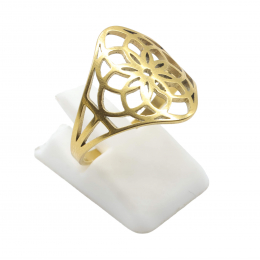 Bague Inox plaquée Or Lotus