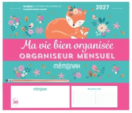Mini-organiseur Mémoniak Ma vie bien organisée, calendrier mensuel sept. 2026 à déc. 2027 - Editions 365