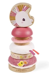 Pyramide à empiler Lena la licorne - bois, silicone et tissu dès 12 mois - Lilliputiens