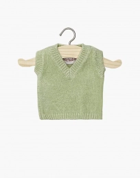Débardeur Léonardo en tricot vert sauge pour poupée 34 cm Minikane