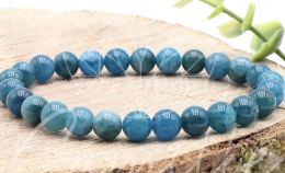 Bracelet boule 08mm apatite bleue A+ Taille L