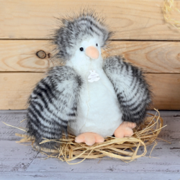 Peluche Poule " Poulette " blanche et grise - 20 cm Histoire d'ours