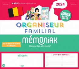 Organiseur Belge familial Mémoniak 2024 Calendrier familial mensuel Editions 365