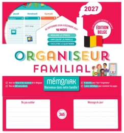 Organiseur familial Mémoniak 2026 - Calendrier mensuel - Sept. 2026-Déc. 2027