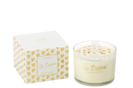 J-Line bougie parfumée Je t’aime coloris doré – décoration intérieure