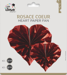 Ptit Clown éventail cœur papier pack de 6 fête St Valentin