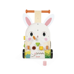 Chariot de marche Lapin multi-activités en bois – dès 12 mois Janod
