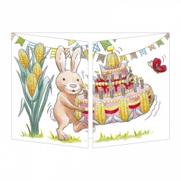 Carte Joyeux anniversaire lapins Cache Cache