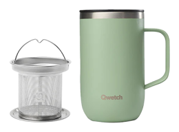 Qwetch Mug tisanière isotherme matt vert tilleul 470ml