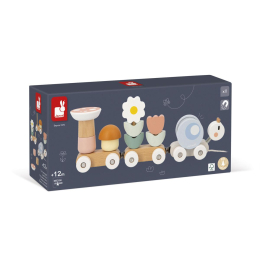 Train escargot à tirer en bois Sweet Cocoon – jeu d’éveil dès 12 mois Janod