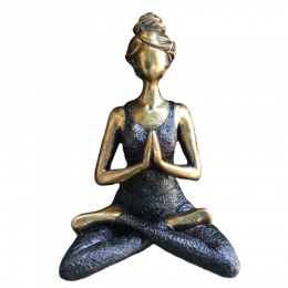 Figurine Yoga Femme -Bronze & Noir 24cm