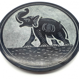 Porte-Encens Pierre Rond Elephant 10cm