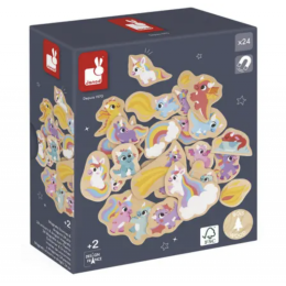Magnets en bois 24 pcs Licornes et dragons Janod