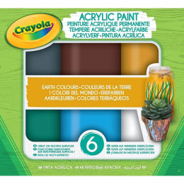 6 pots de peinture acrylique couleurs de la terre Crayola
