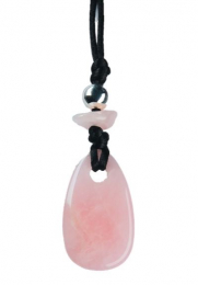 Collier goutte Quartz rose sur cordon DG