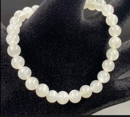 Bracelet en perles de Pierre de lune blanche 8mm