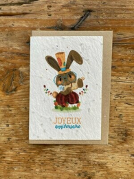 Carte à planter anniversaire - Lapin - Les cartes de Lulu